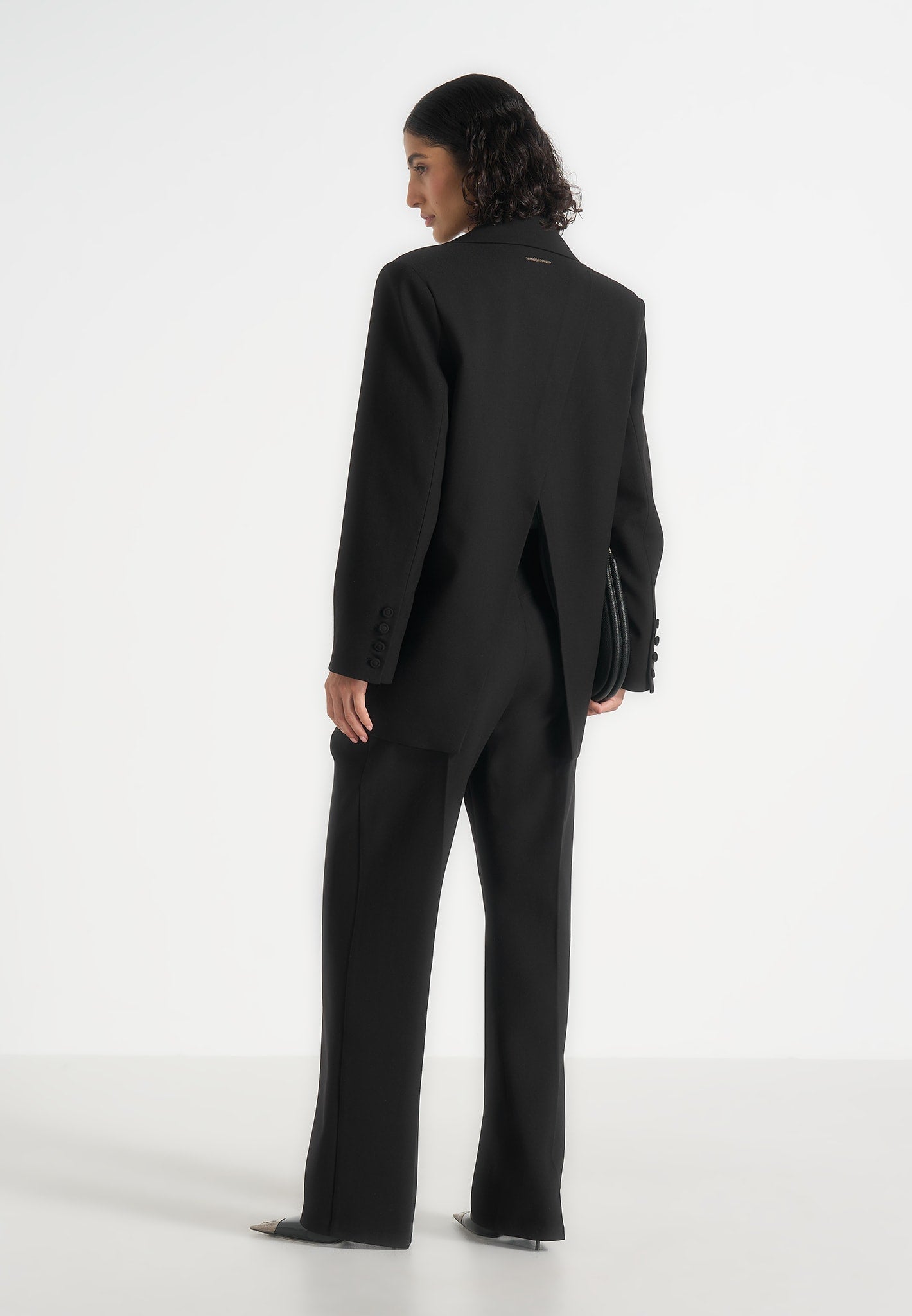 Elena - Oversized Open Back Tailored Blazer - Black
