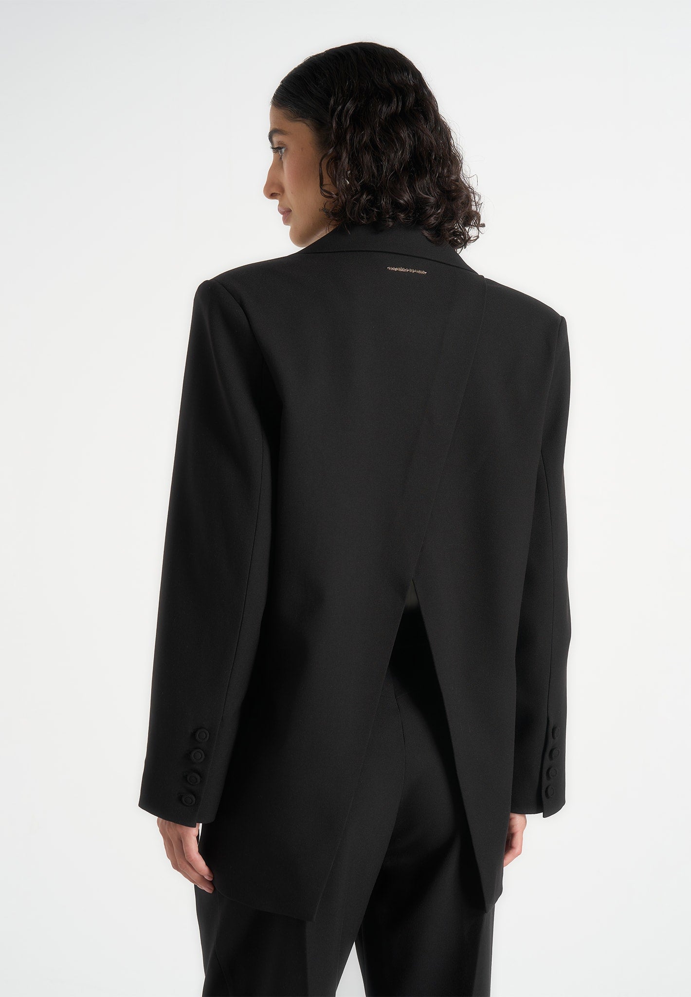 Elena - Oversized Open Back Tailored Blazer - Black
