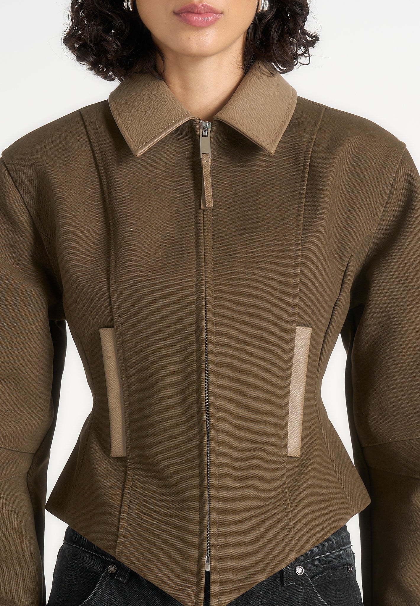 Sky - Hourglass Gabardine Jacket - Khaki