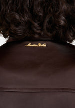Monique - Satin Wide Shoulder Bomber Jacket - Brown