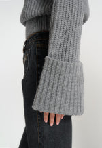 Amaya - Roll Neck Knit Jumper With Cuffs - Grey
