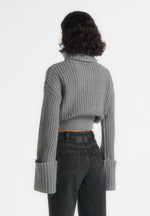 Amaya - Roll Neck Knit Jumper With Cuffs - Grey