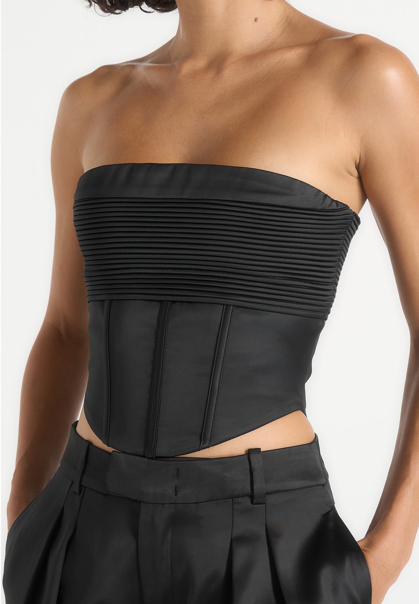 satin-pintuck-bandeau-corset-top-blacknew
