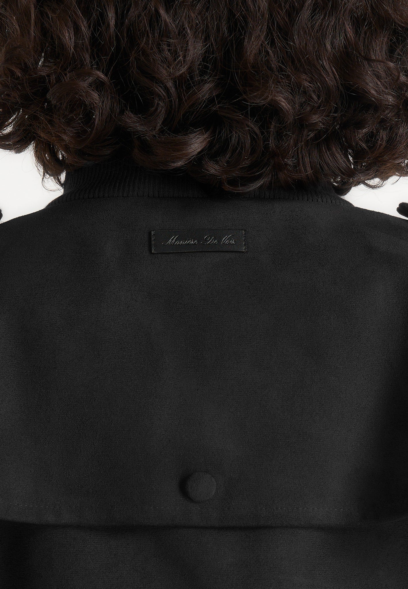 Delfina - Suede Layered-Shoulder Cropped Bomber Jacket - Black