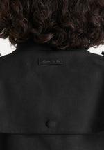 Delfina - Suede Layered-Shoulder Cropped Bomber Jacket - Black