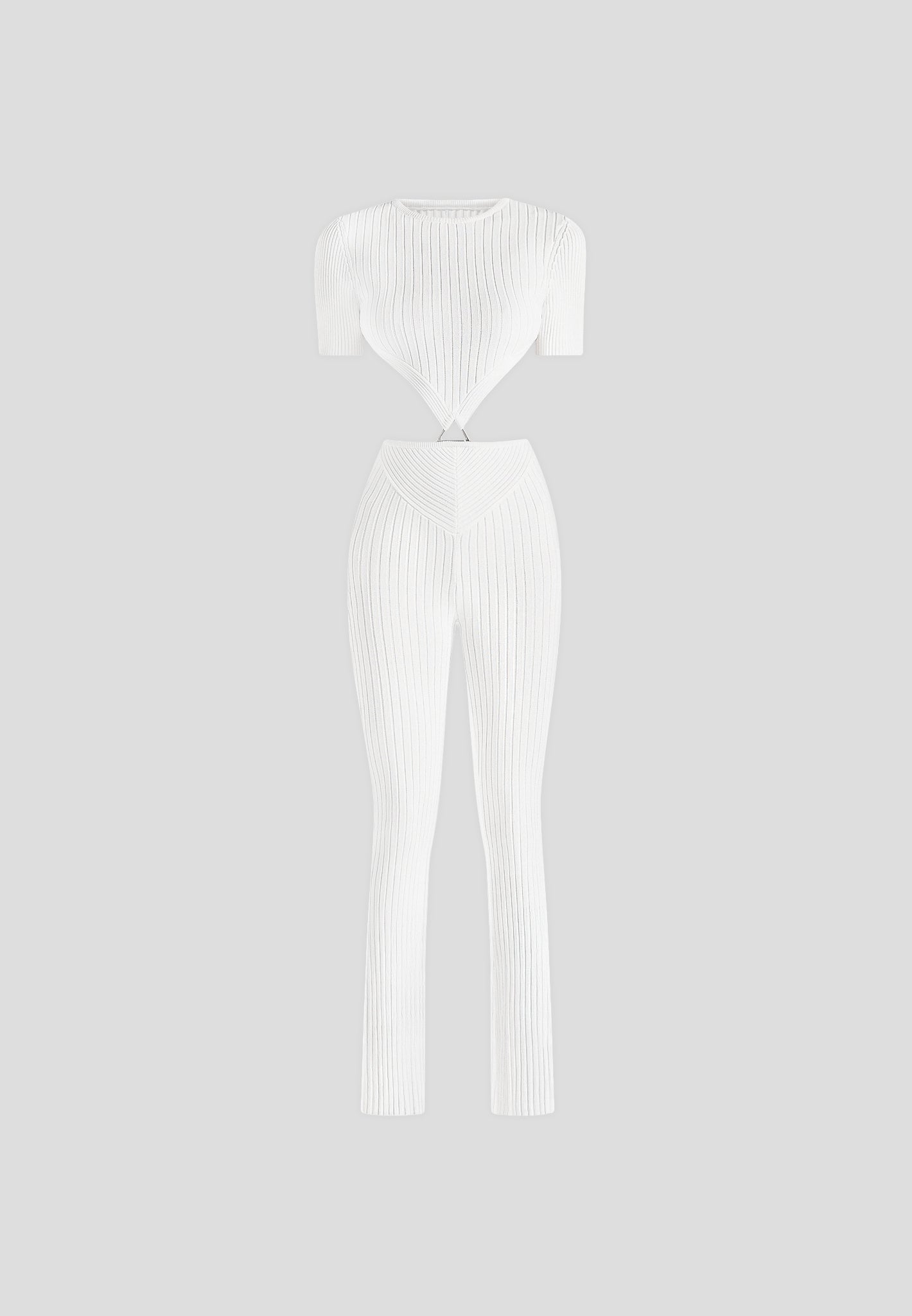 Knitted Backless Jumpsuit - Off White
