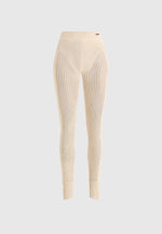 Knitted High Waisted Leggings - Beige