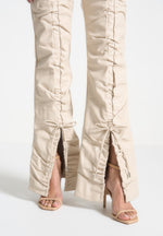 vegan-leather-ruched-trousers-beige