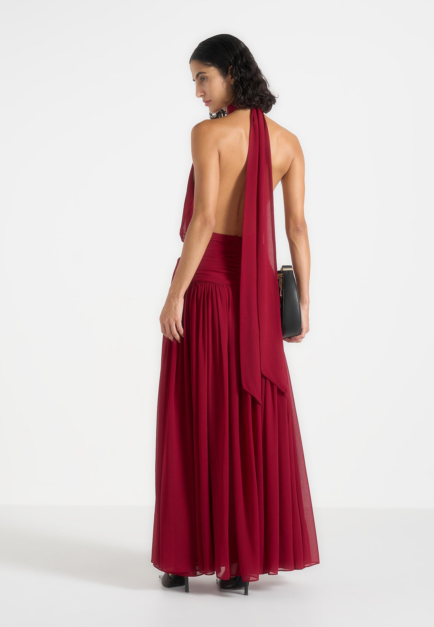 Matilda Gathered Maxi Dress - Wine Red