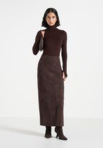 Madeline - Wool-Blend Turtleneck Knit Bodysuit - Brown