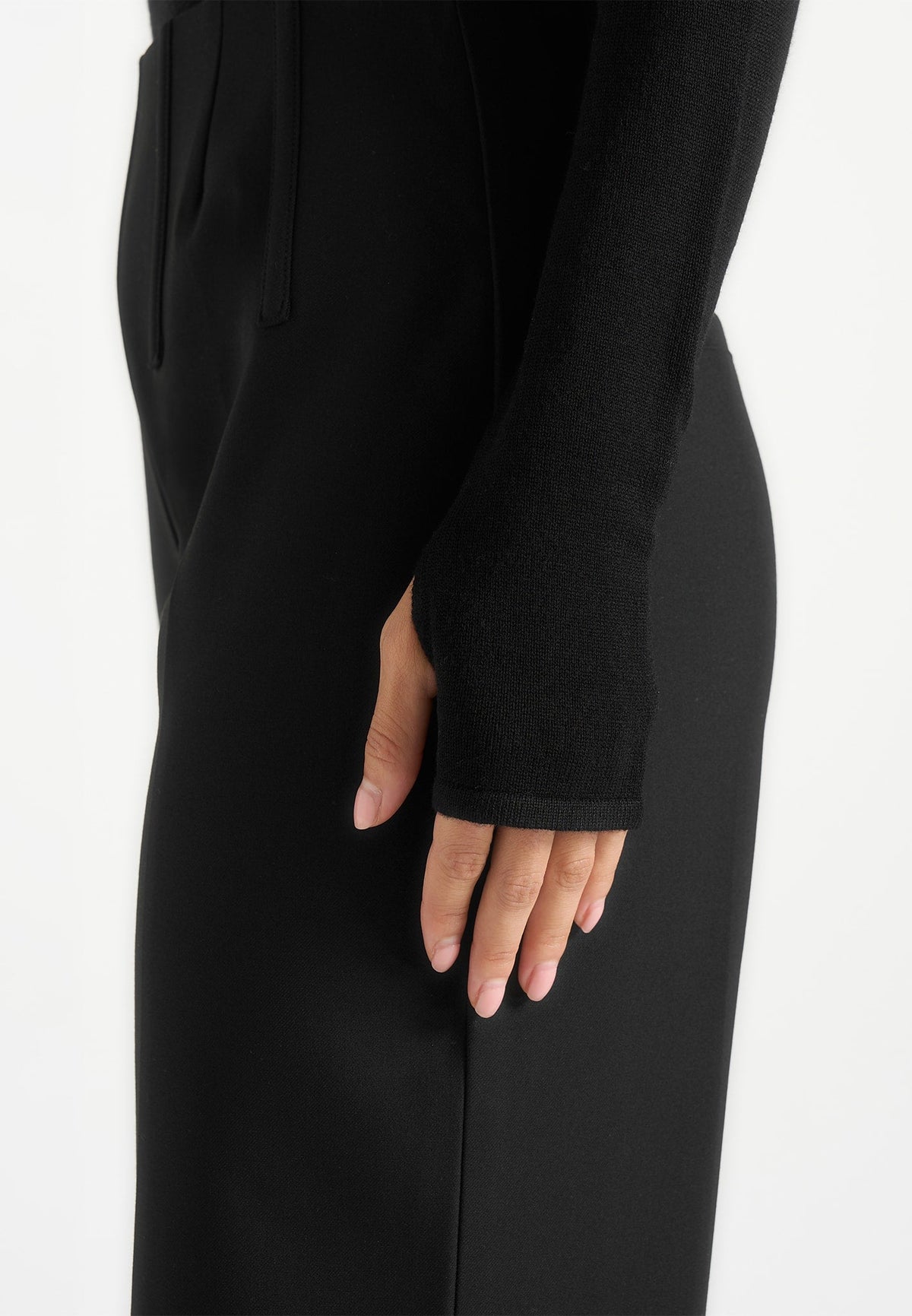 Madeline - Wool-Blend Turtleneck Knit Bodysuit - Black