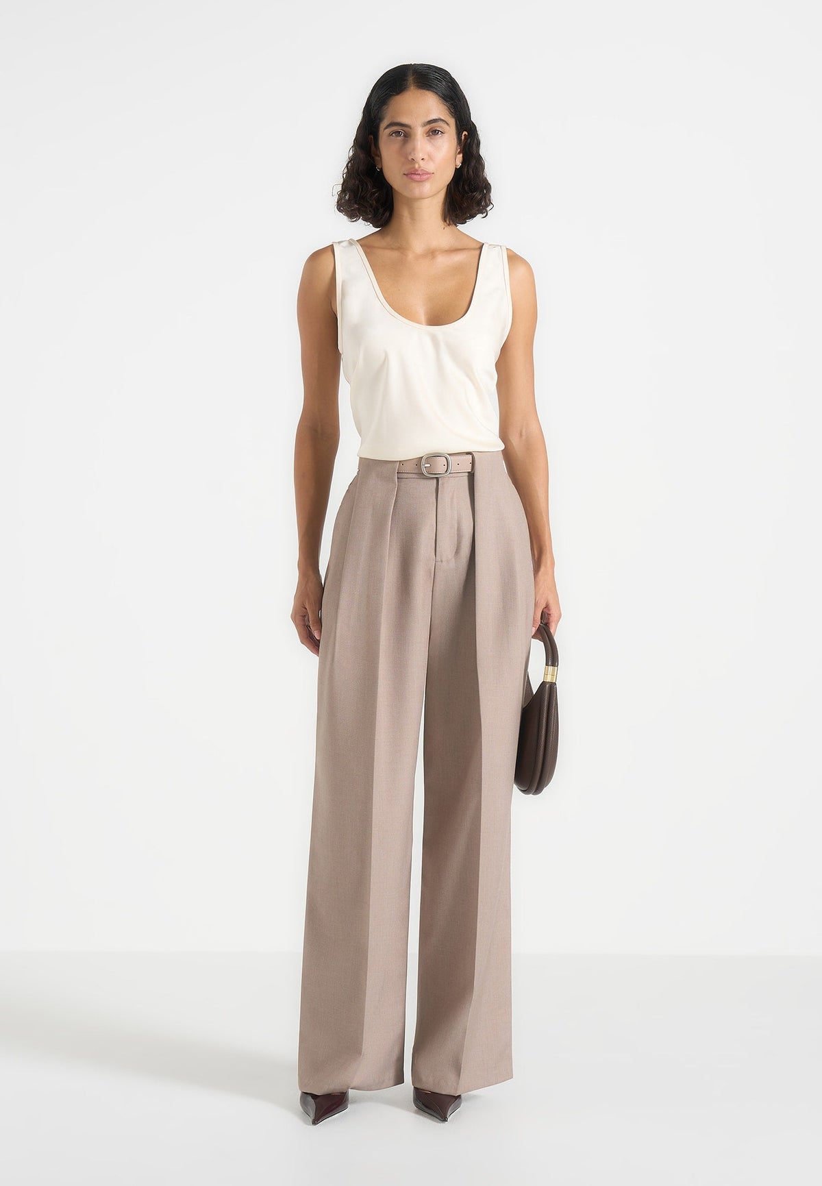 Jodie Pleated Trousers - Taupe