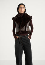 Kena - Vintage Leather & Plush 2-in-1 Gilet Jacket - Brown