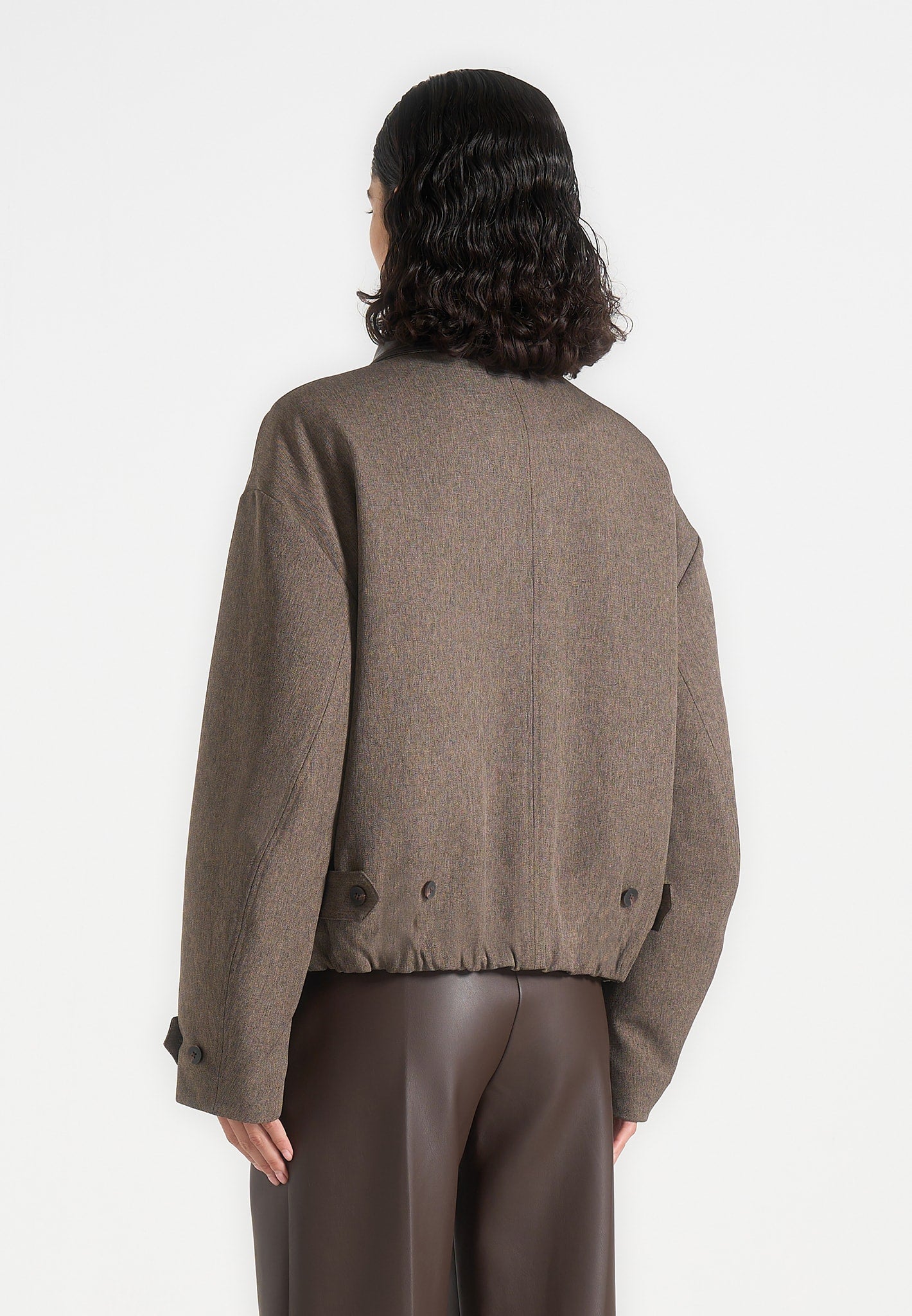 Cameron - Unisex Oversized Textured Tailored Bomber Jacket - Taupe