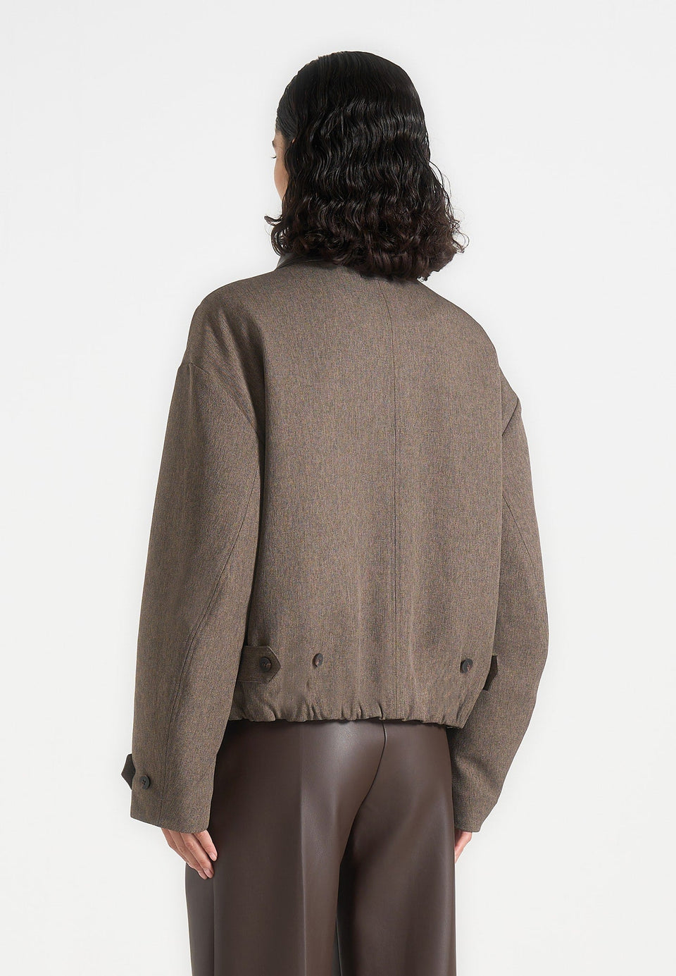 Cameron - Unisex Oversized Textured Tailored Bomber Jacket - Taupe