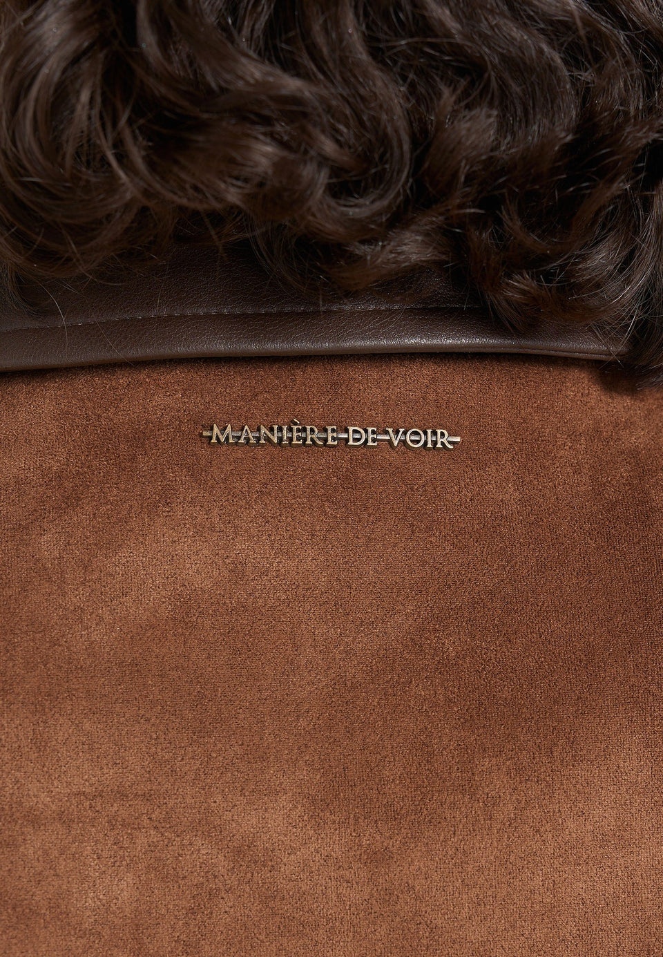 Nino - Unisex Clasp Detail Contrast Stitch Suede Jacket - Tan
