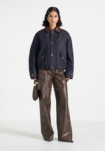 Cameron - Unisex Oversized Denim Bomber Jacket - Indigo
