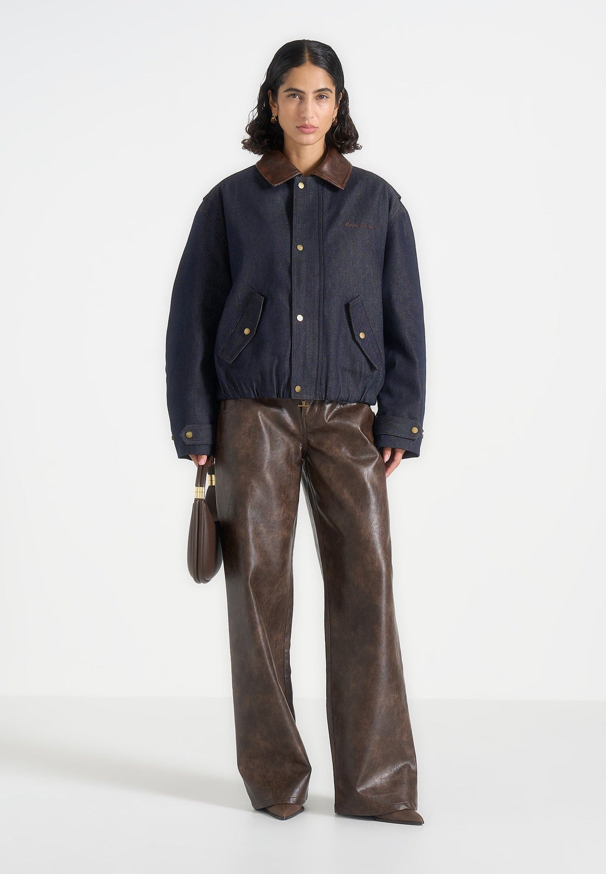 Cameron - Unisex Oversized Denim Bomber Jacket - Indigo