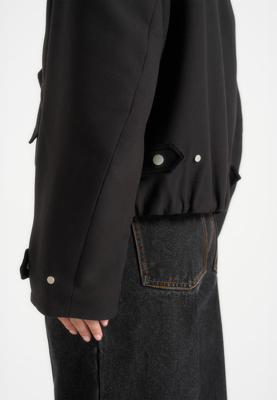 Cameron - Unisex Oversized Tailored Wool-Blend Bomber Jacket - Black