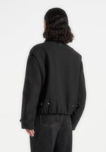 Cameron - Unisex Oversized Tailored Wool-Blend Bomber Jacket - Black