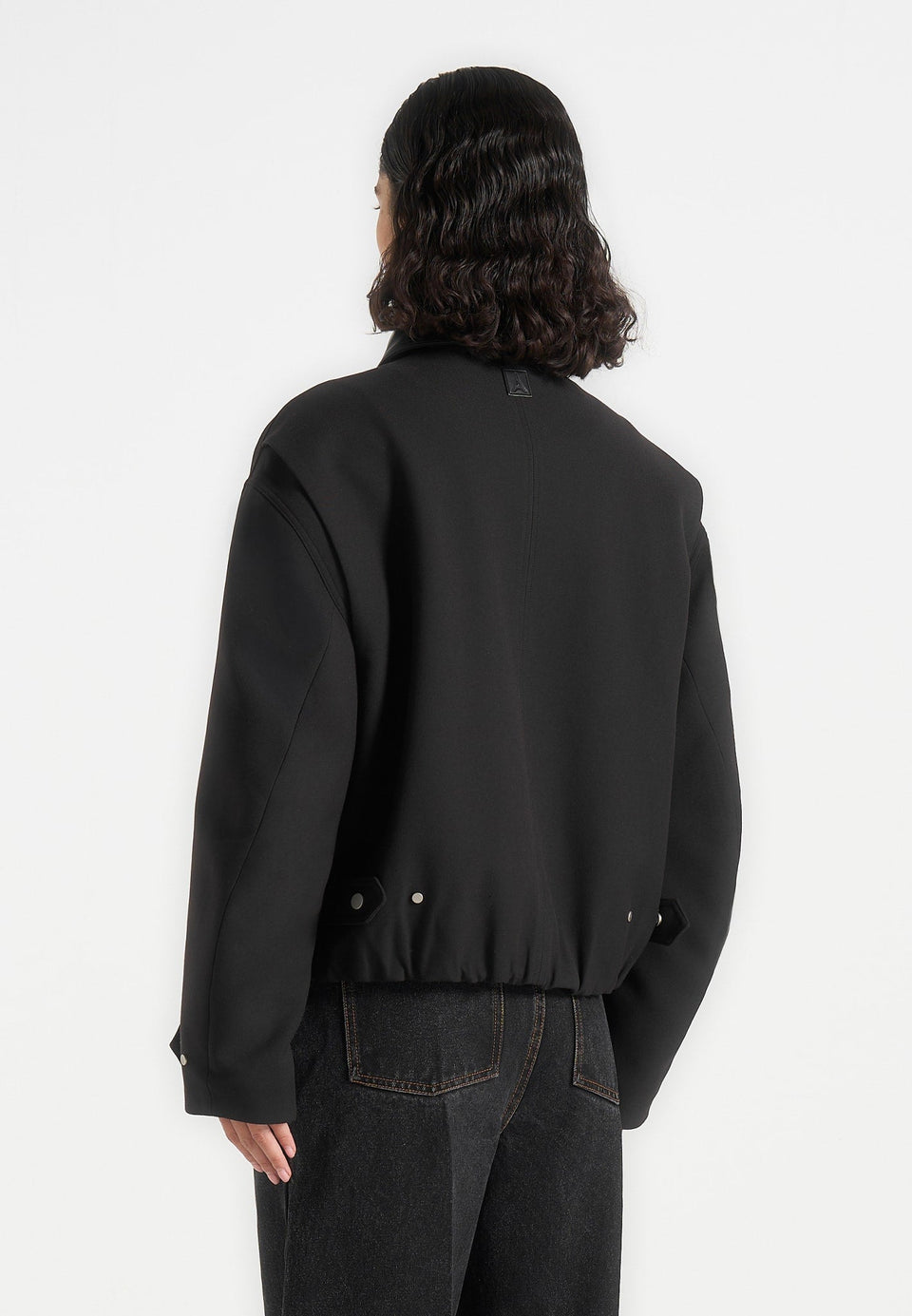 Cameron - Unisex Oversized Tailored Wool-Blend Bomber Jacket - Black