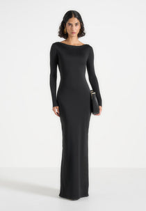 Tilly - Open Back Chain Detail Maxi Dress - Black