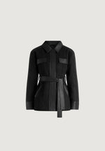 Annika - Suede Belted Utility Jacket - Black