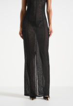 Ulina - Seamed Sheer Back Hardware Detail Maxi Dress - Black