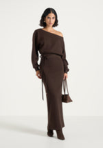 Esme - Belted Knit Maxi Jumper Dress - Brown