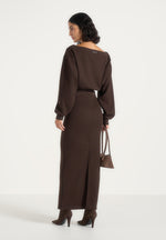Esme - Belted Knit Maxi Jumper Dress - Brown