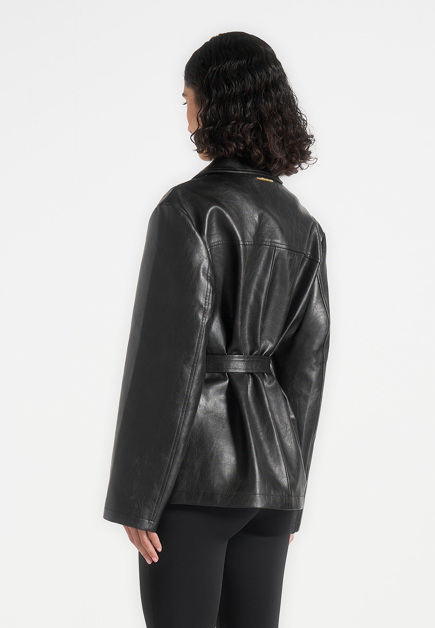 Whitney - Oversized Blazer Jacket With/ Belt - Black