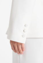 Maia - Double Breasted Satin Lapel Hourglass Blazer - White