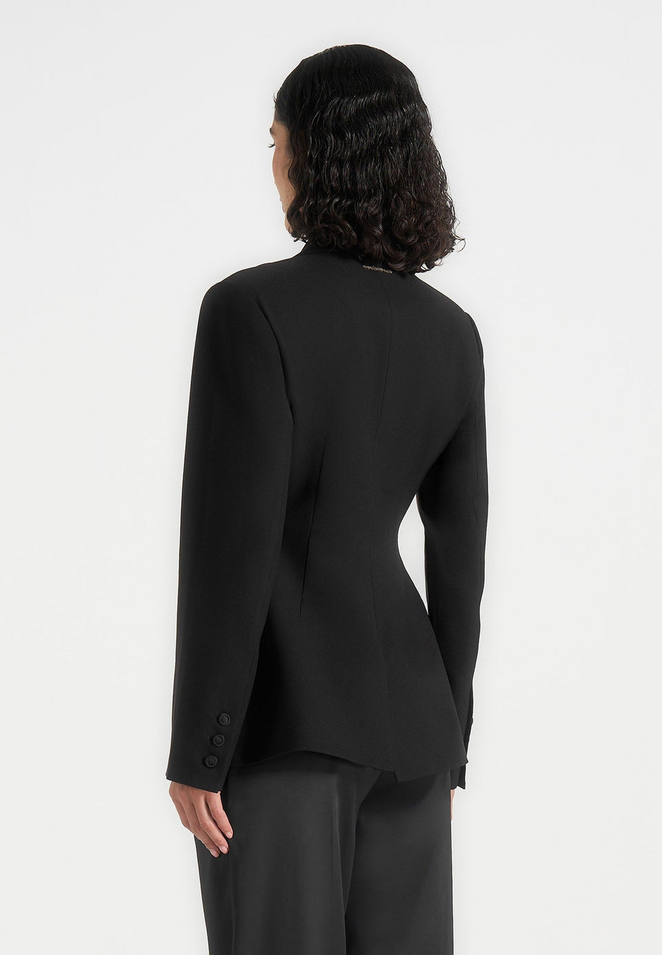 Maia Contrast Satin Blazer - Black