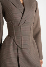 Lacey - Tailored Blazer Dress With Reversible Corset - Brown
