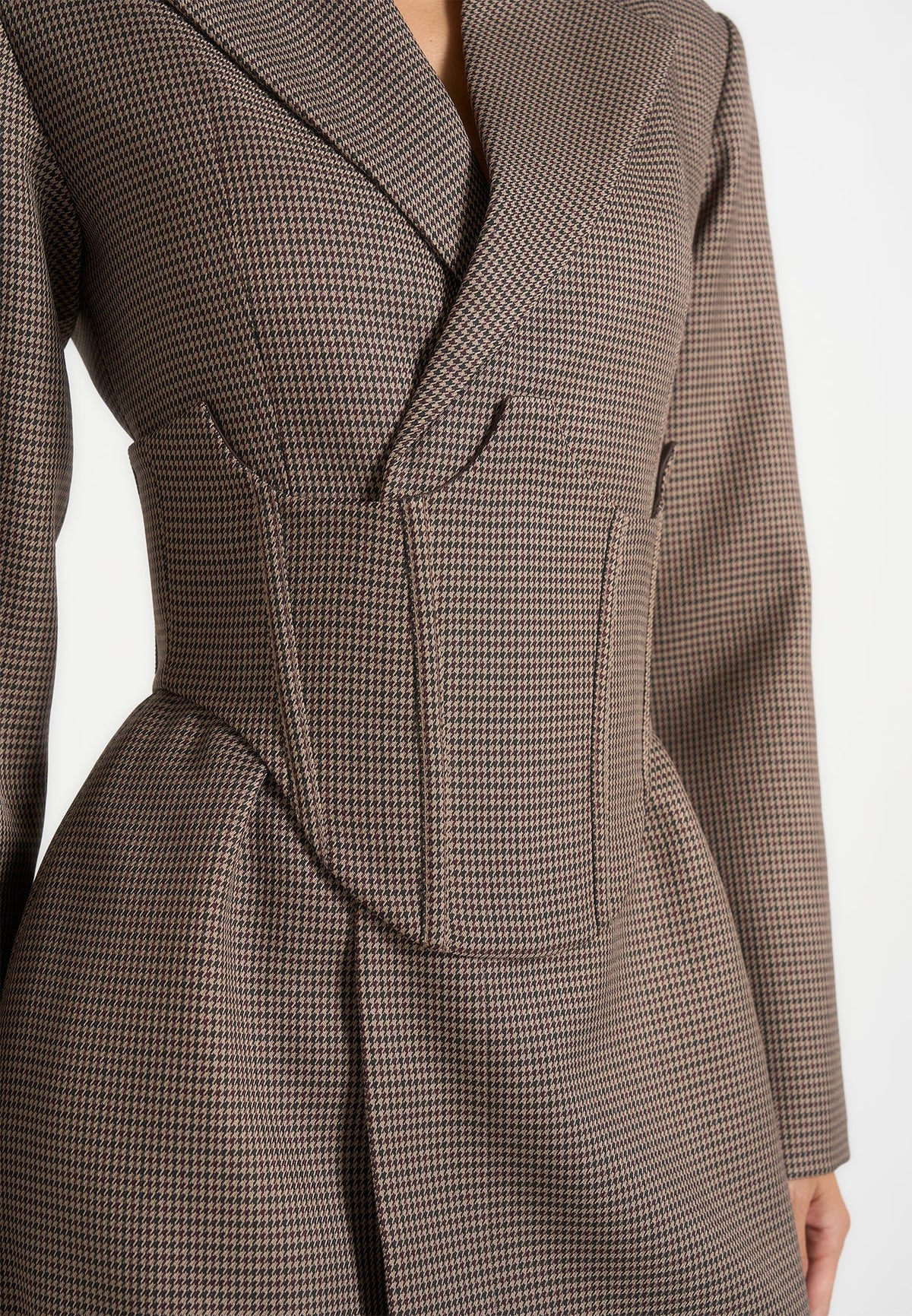 Lacey - Tailored Blazer Dress With Reversible Corset - Brown