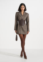 Lacey - Tailored Blazer Dress With Reversible Corset - Brown