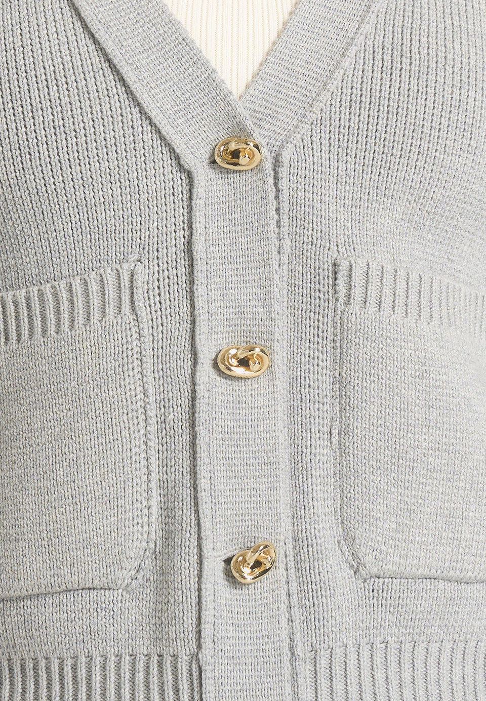 Tessa - Cinched Waist Cotton Cardigan - Grey