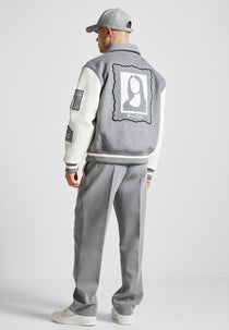 Mona Lisa - Wool Blend Varsity Jacket - Grey