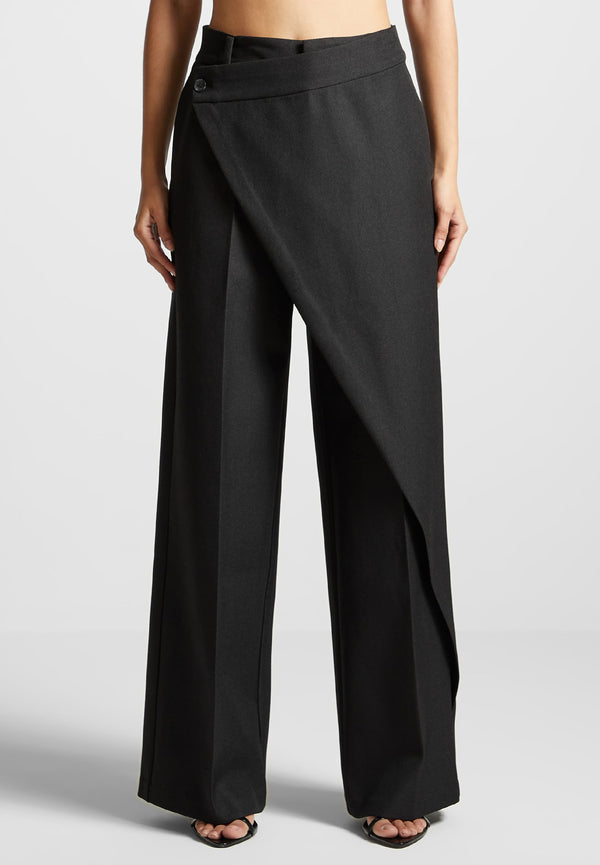 Colette - Wrap Tailored Trousers - Black
