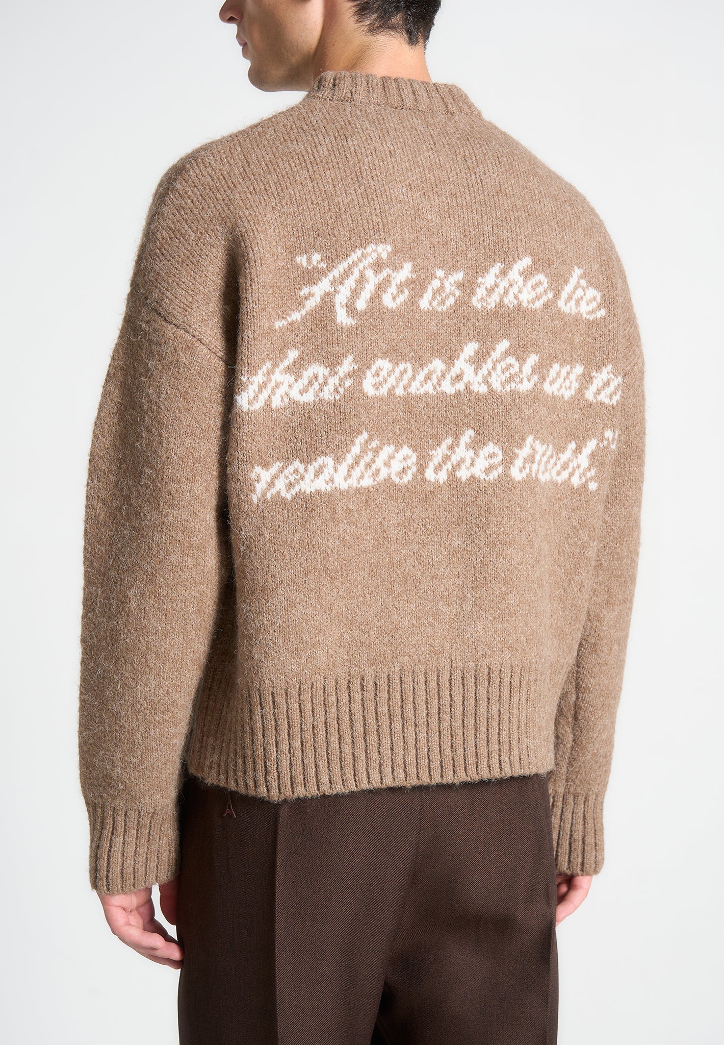 art-slogan-brushed-wool-knit-jumper-beige