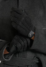 Mario - Suede & Leather Gloves - Black