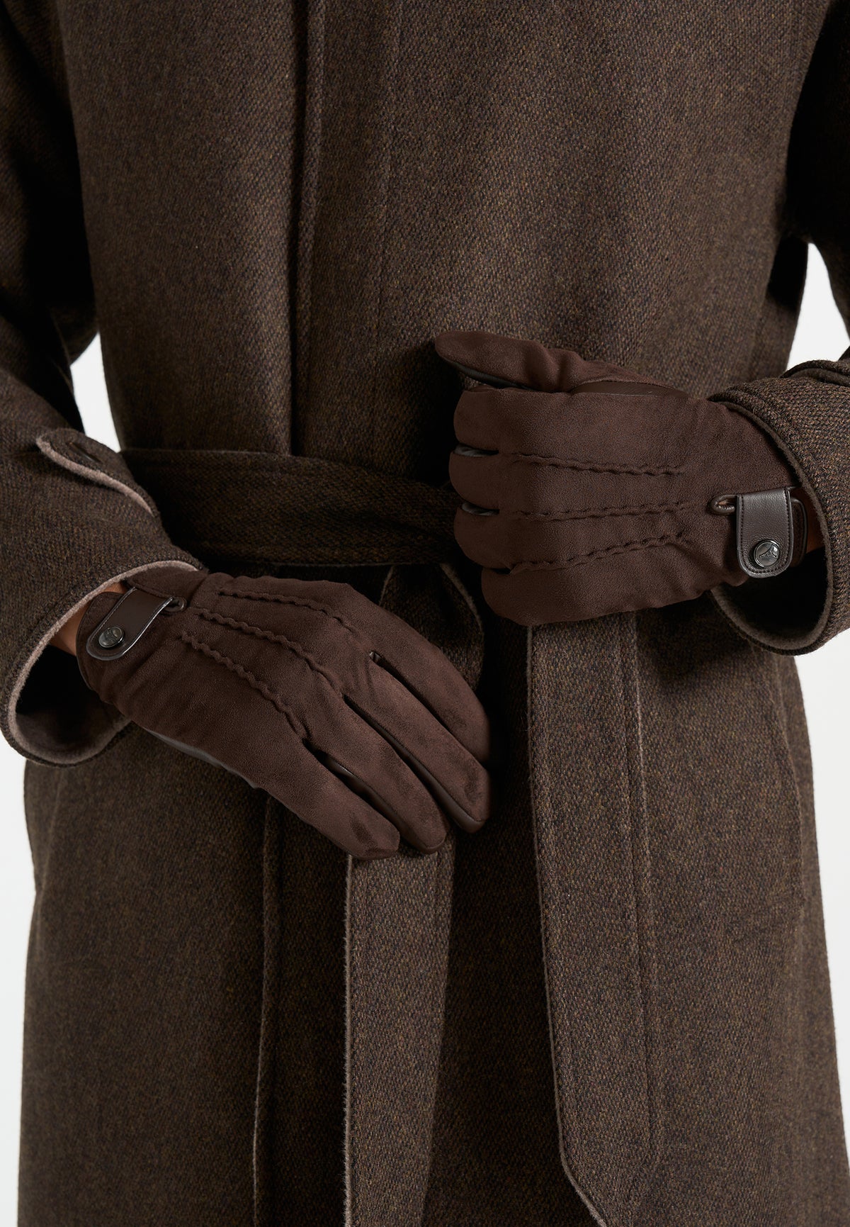 Mario - Suede & Leather Gloves - Brown