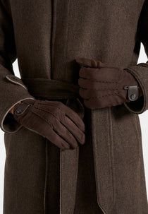 Mario - Suede & Leather Gloves - Brown