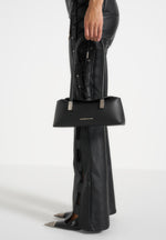 Annelise - Leather Baguette Bag - Black