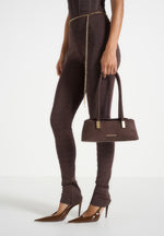 Annelise - Suede Baguette Bag - Brown