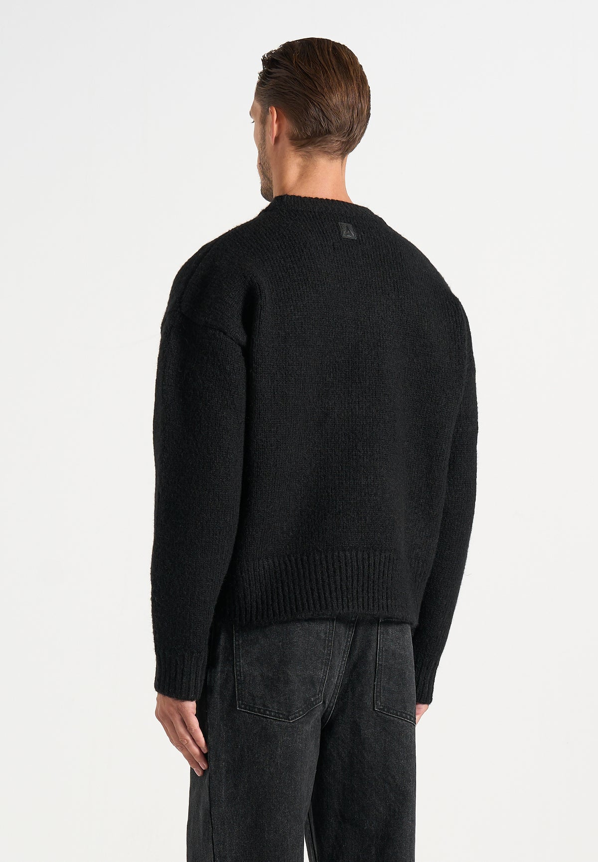 KW001 - Brushed Wool Knit Signature Jumper - Black