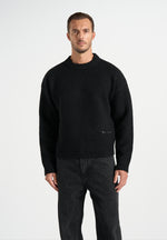 KW001 - Brushed Wool Knit Signature Jumper - Black