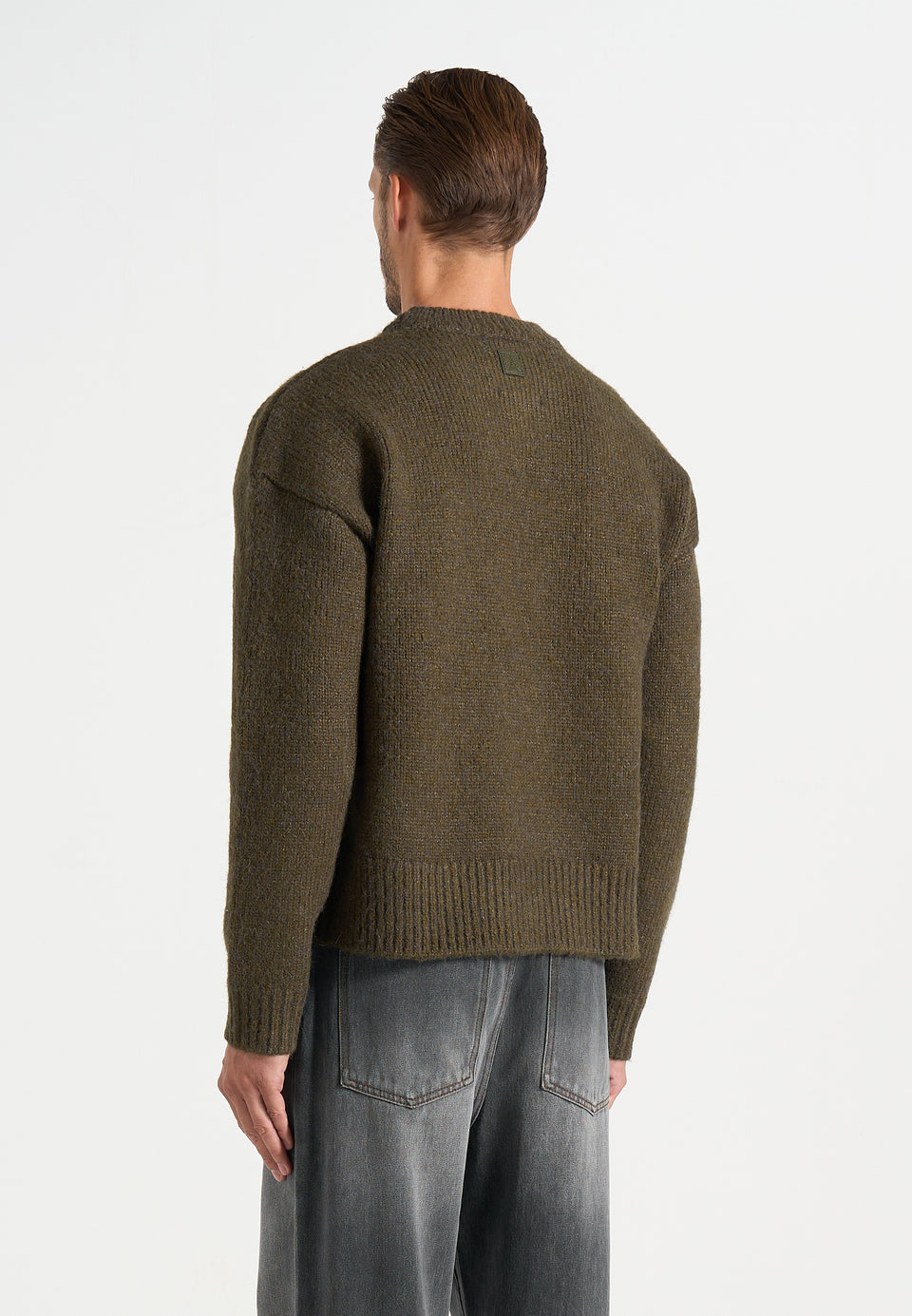 KW001 - Brushed Wool Knit Signature Jumper - Olive