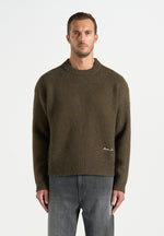 KW001 - Brushed Wool Knit Signature Jumper - Olive