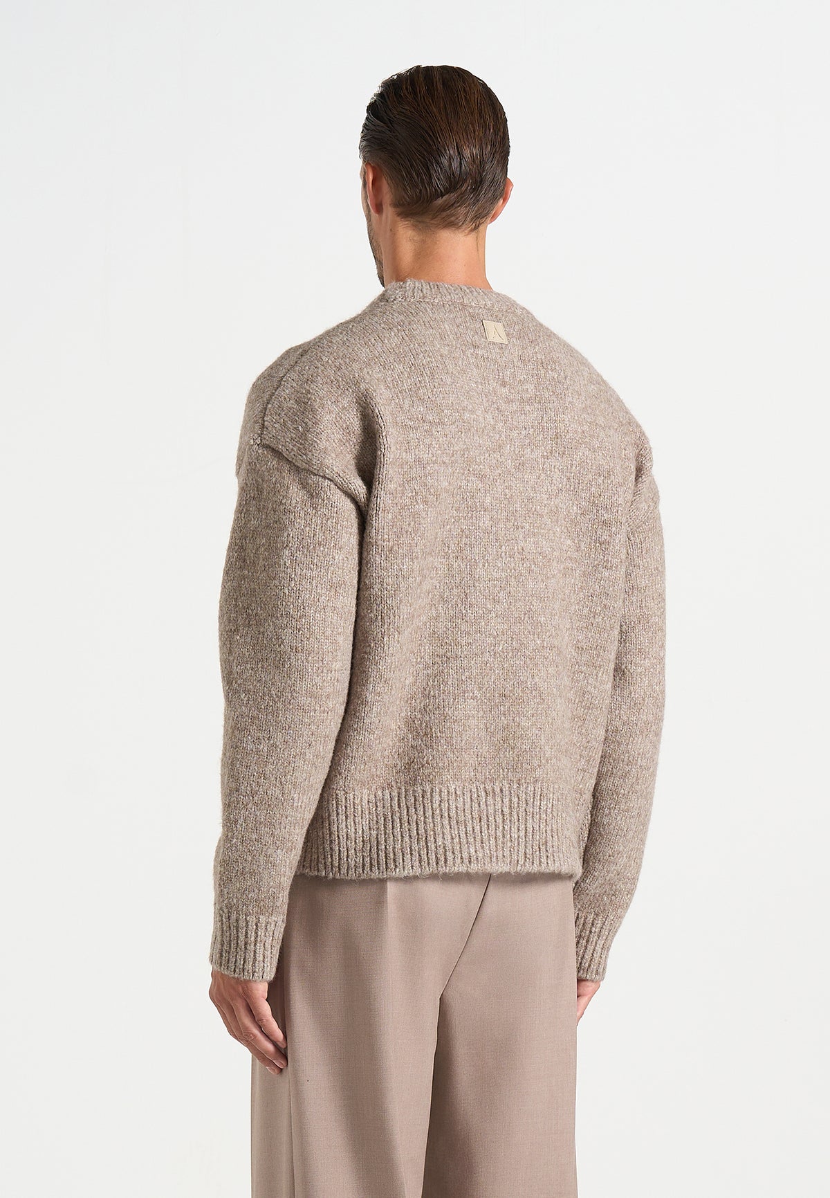 KW001 - Brushed Wool Knit Signature Jumper - Beige